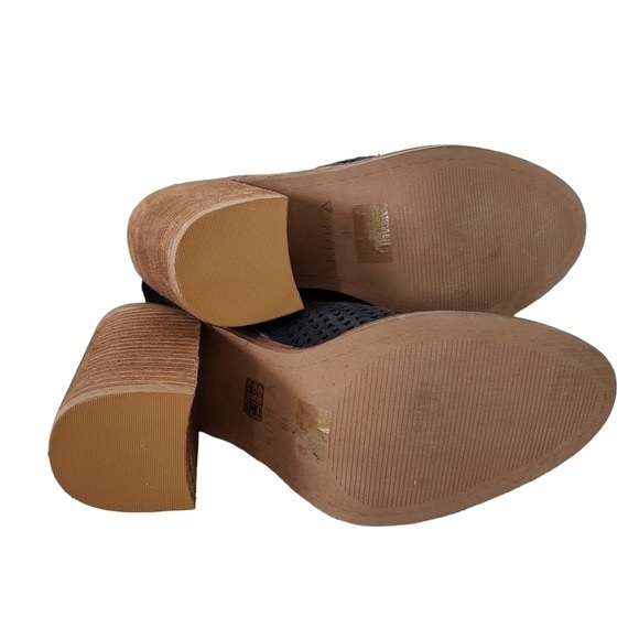 Kelsi Dagger Boho Black Leather Open Toe Perforated Ankle Bootie - Picture 6 of 6